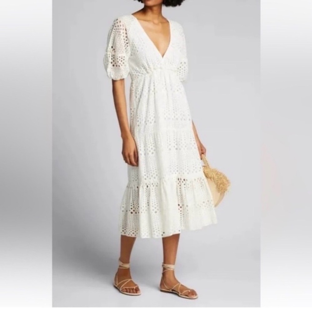 Figure Elegant White Lace Midi Dress - timeless staple for your closet